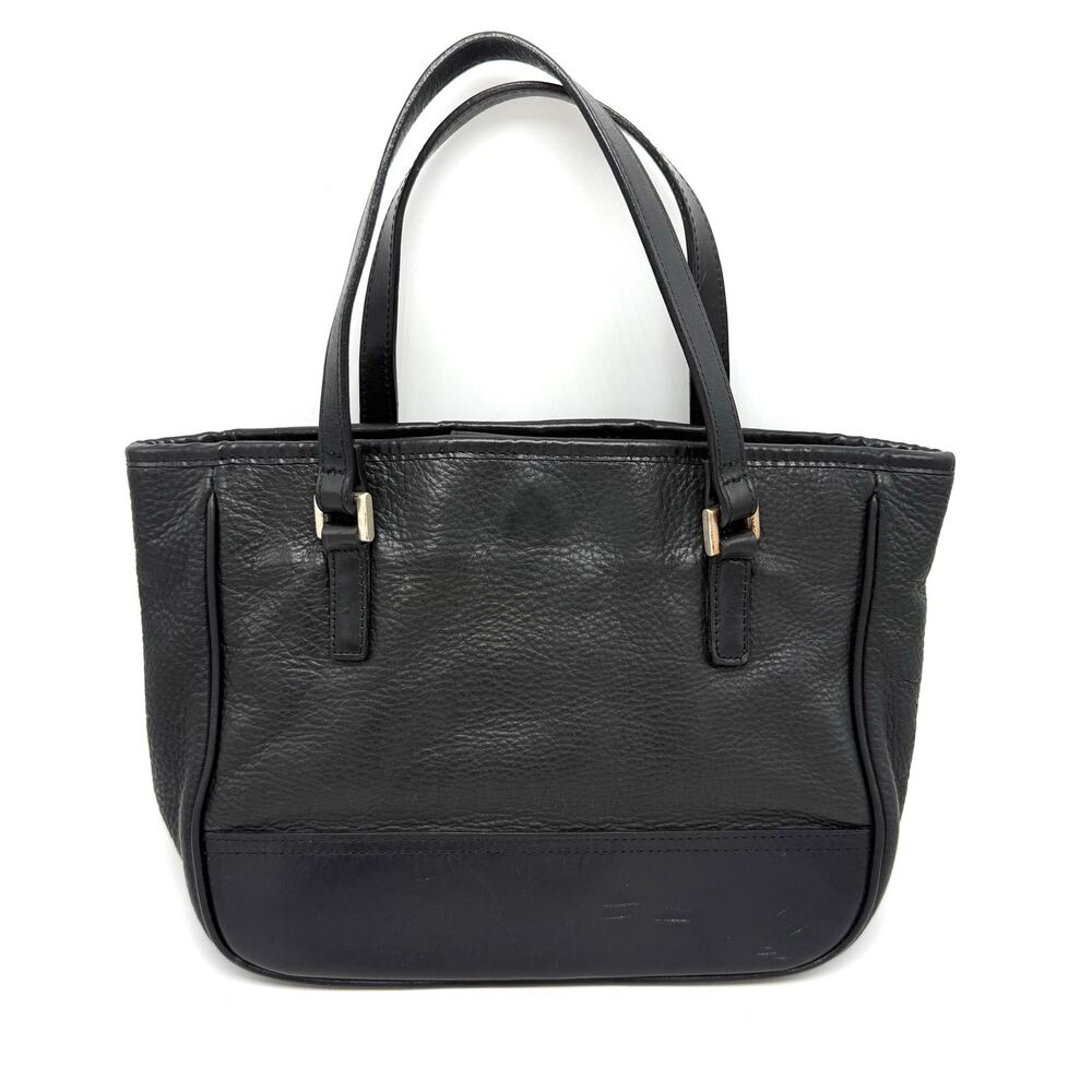 Fossil 1954 Black Pebbled Leather Handbag Classic Y2K Double Handle Tote Purse